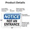 Signmission Not An Entrance OSHA Notice Sign, Aluminum, 14in W x 10in L, 2PK OS-2PACK-NS-A-1014-L-15150 - alternate 2